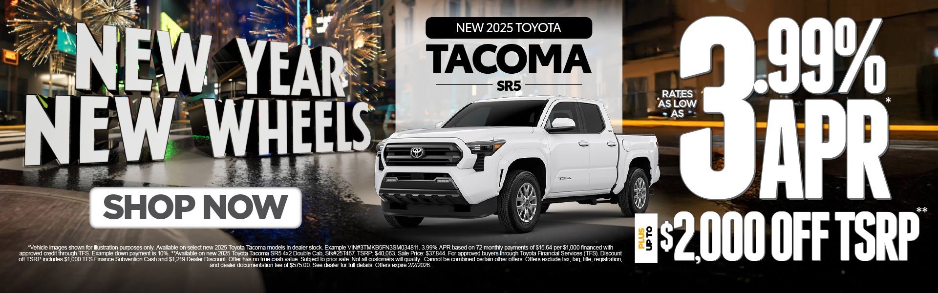 New 2025 Toyota Tacoma SR5 Rates As Low As 3.99%*