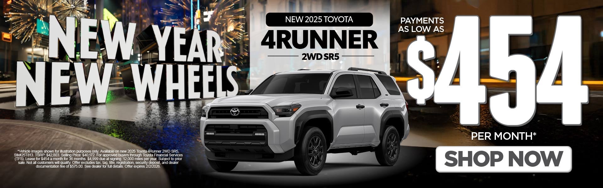 New 2025 Toyota 4Runner 2WD SR5 Payments As Low As $454/Mo