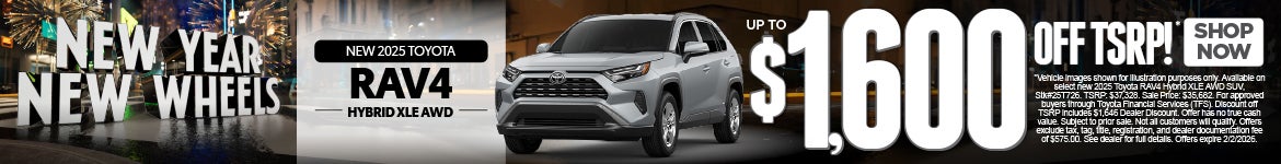 New 2025 Toyota RAV4 Hybrid XLE AWD	Up To $1,600 Off TSRP!*