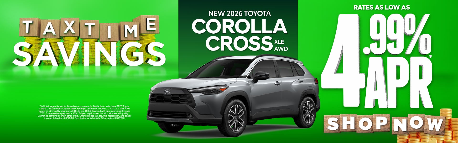 New 2026 Toyota Corolla Cross XLE AWD	Rates As Low As 4.99%*