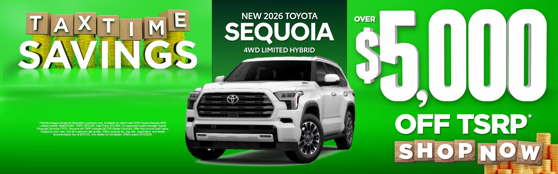 New 2026 Toyota Sequoia 4WD Limited Hybrid	Over $5,000 Off T