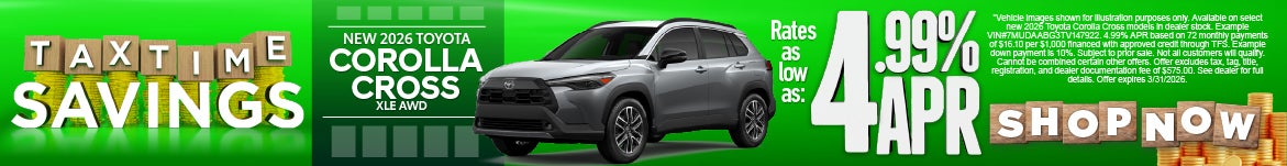 New 2026 Toyota Corolla Cross XLE AWD	Rates As Low As 4.99%*