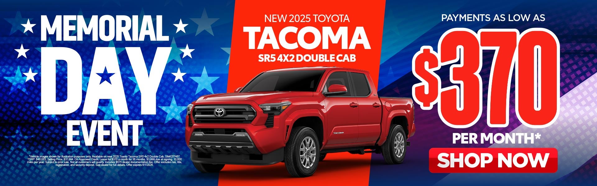 New 2025 Toyota Tacoma SR5 4x2 Double Cab	Payments As Low As