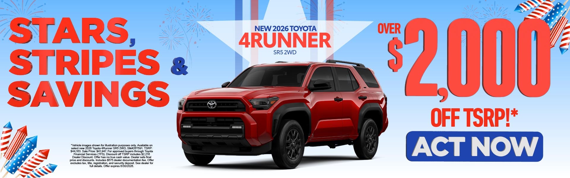 New 2026 Toyota 4Runner SR5 2WD	Over $2,000 Off TSRP!*