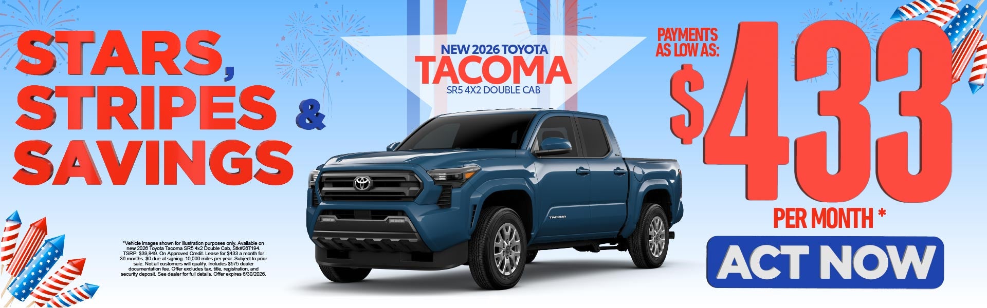 New 2026 Toyota Tacoma SR5 4x2 Double Cab	Payments As Low As