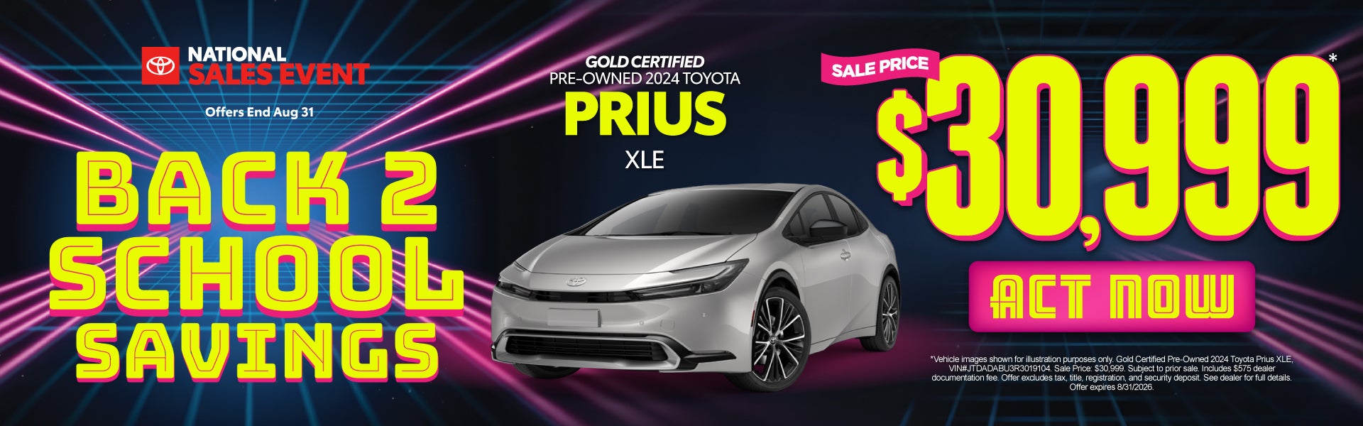 Gold Certified Pre-Owned 2024 Toyota Prius XLE	Sale Price: $