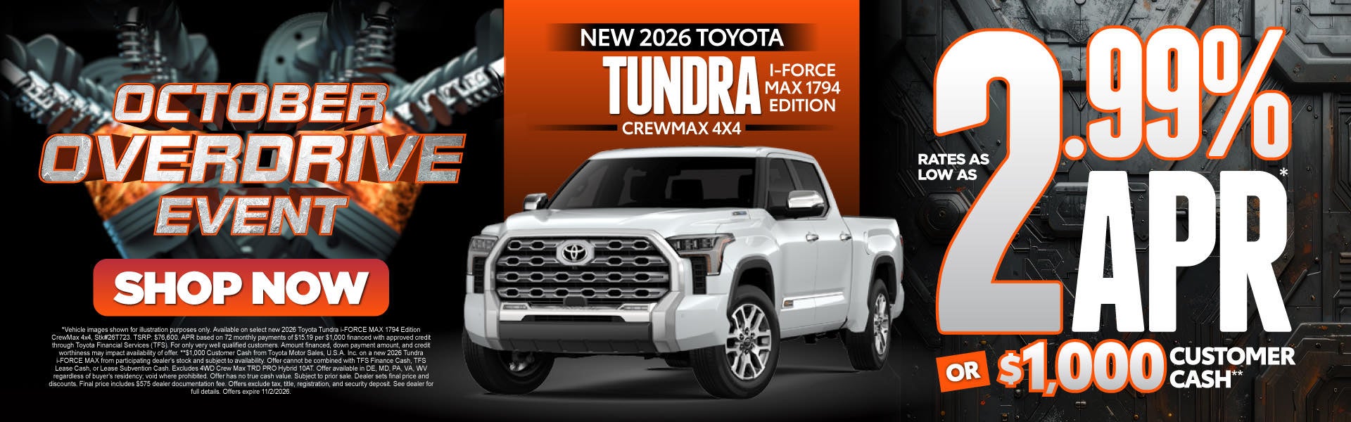 New 2026 Toyota Tundra i-FORCE MAX 1794 Edition CrewMax 4x4	